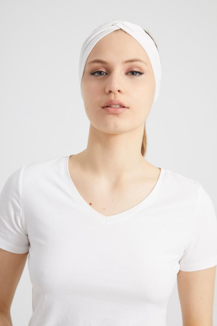 Butikgiz Beyaz, Butik Tasarım Kadın Bandana Saç Bandı, Ekstra Yumuşak,  Esnek, Doğal, Pamuklu Penye