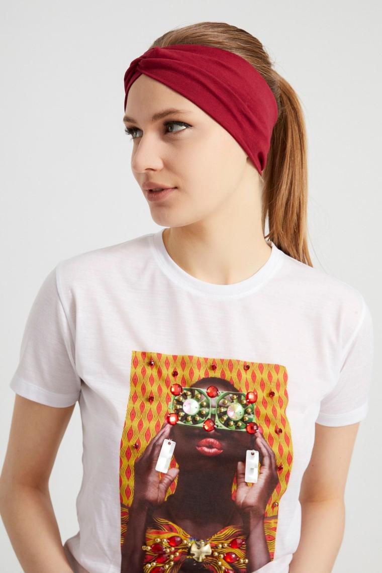 Butikgiz Bordo Vişne, Butik Tasarım Kadın Bandana Saç Bandı, Ekstra Yumuşak,  Esnek, Doğal, Pamuklu Penye