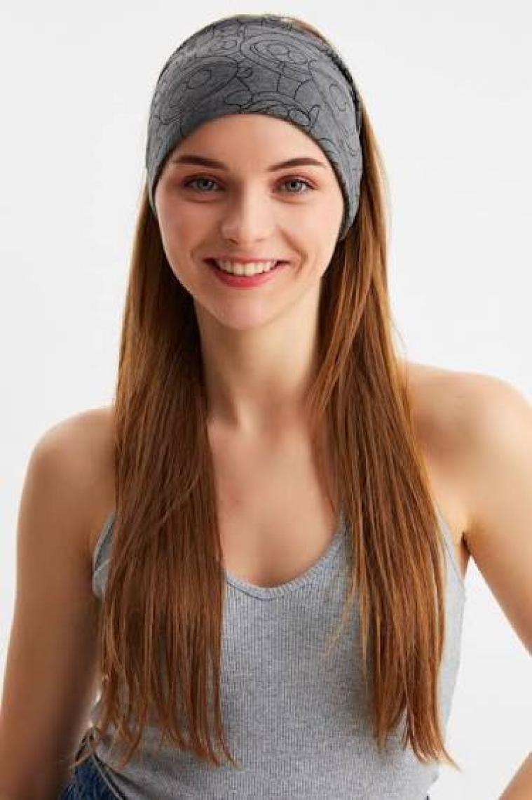 Butikgiz Füme Kadın Çift Taraflı Kullanım Alternatifli, Pamuklu Penye, Kaymaz, Hafif, Spor Saç Bandı Bandana