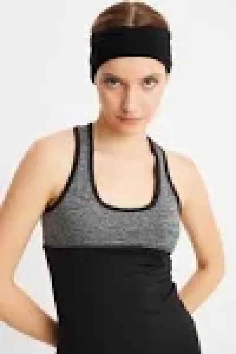 Butikgiz Siyah Kadın Pamuklu Penye, Kaymaz, Terletmez, Ultra Hafif, Spor Saç Bandı Bandana