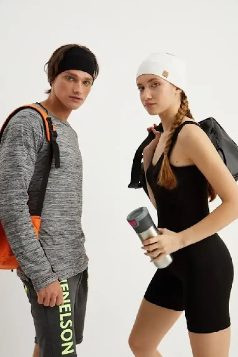 Butikgiz Siyah-Beyaz 2^li Pamuklu Kaşkorse, Kaymaz, Terletmez, Ultra Hafif, Spor Saç Bandı Bandana Buff