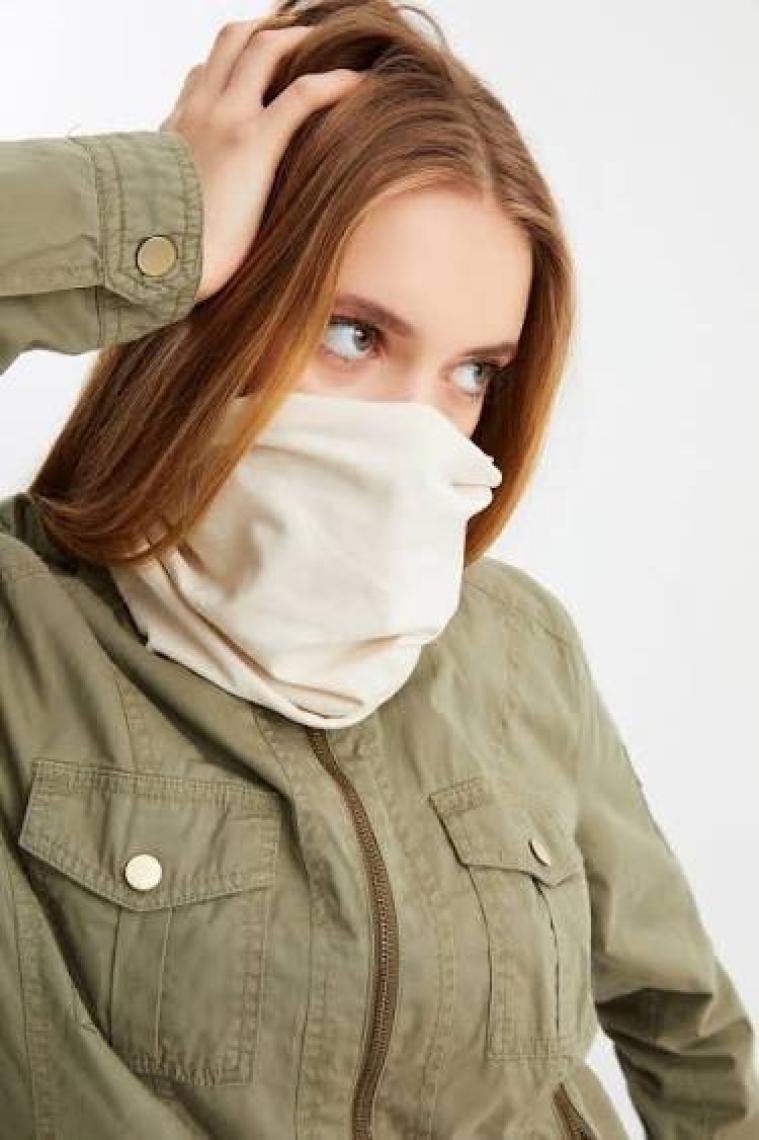 Butikgiz Bej Kadın 4 Fonksiyonlu Koruyucu, Pamuklu, Esnek, Terletmez, Bandana, Boyunluk, Buff, Maske
