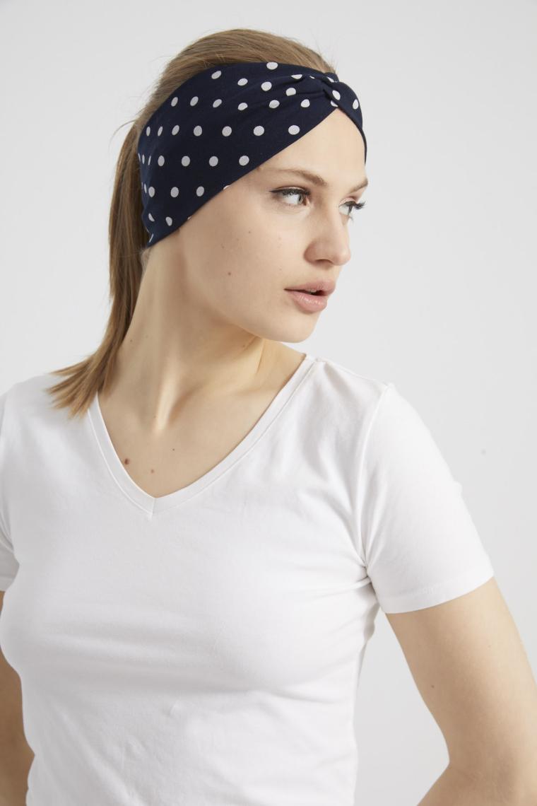 Butikgiz Siyah Beyaz Puantiyeli Butik Kadın Bandana Saç Bandı, Ekstra Yumuşak, Esnek, Doğal, Pamuklu Penye Kumaş