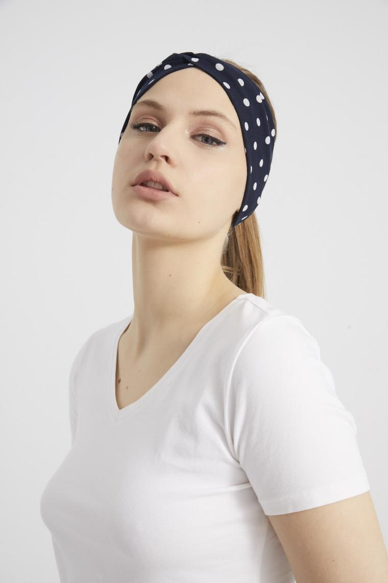 Butikgiz Siyah Beyaz Puantiyeli Butik Kadın Bandana Saç Bandı, Ekstra Yumuşak, Esnek, Doğal, Pamuklu Penye Kumaş