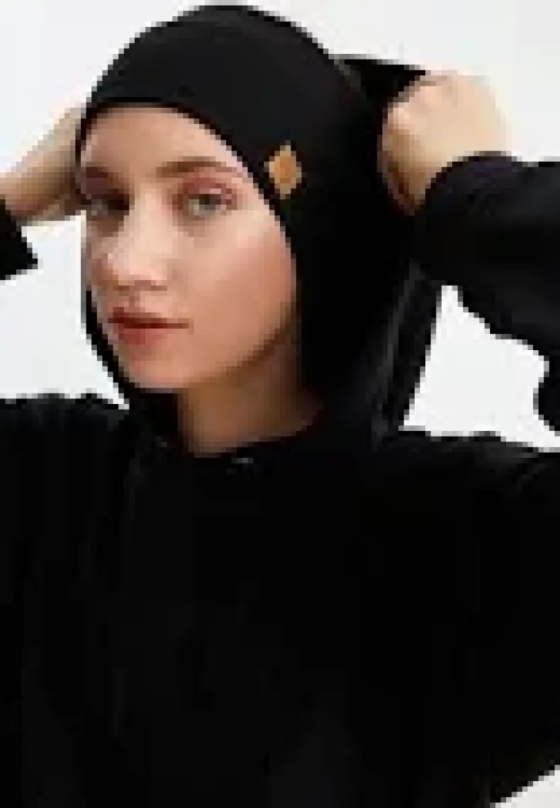 Butikgiz Siyah Kadın Pamuklu Termal, Kaymaz, Terletmez, Ultra Hafif, Spor Saç Bandı Bandana Buff