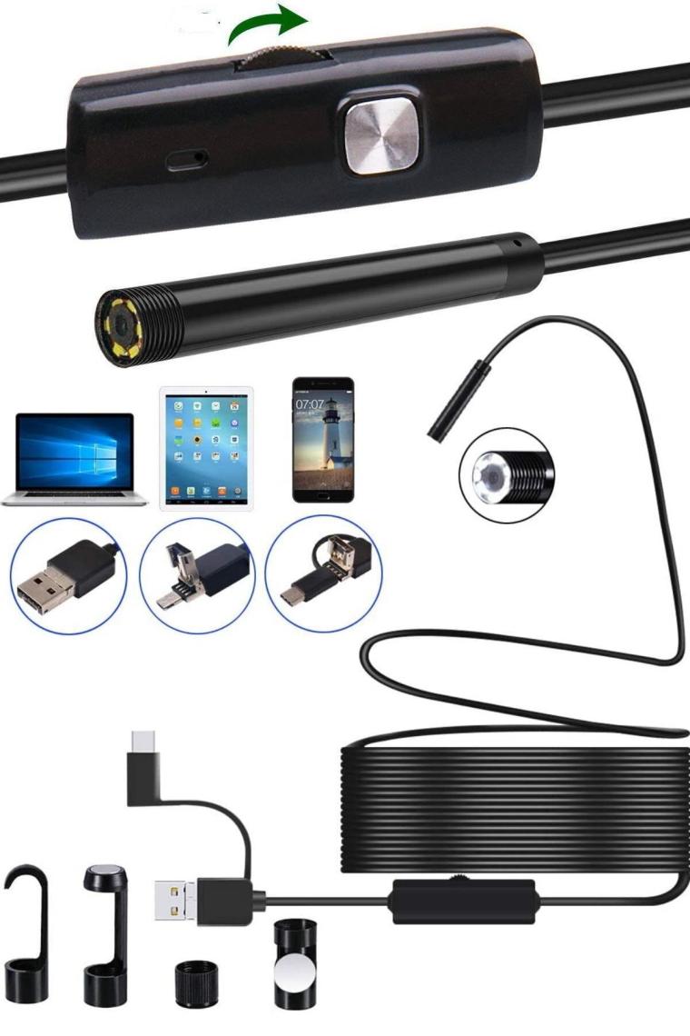 Utelips 2 Metre Profesyonel Endoskop Kamera Arama Motor Içi Su Geçirmez Aralara Girebilen Tesisat Kamerası