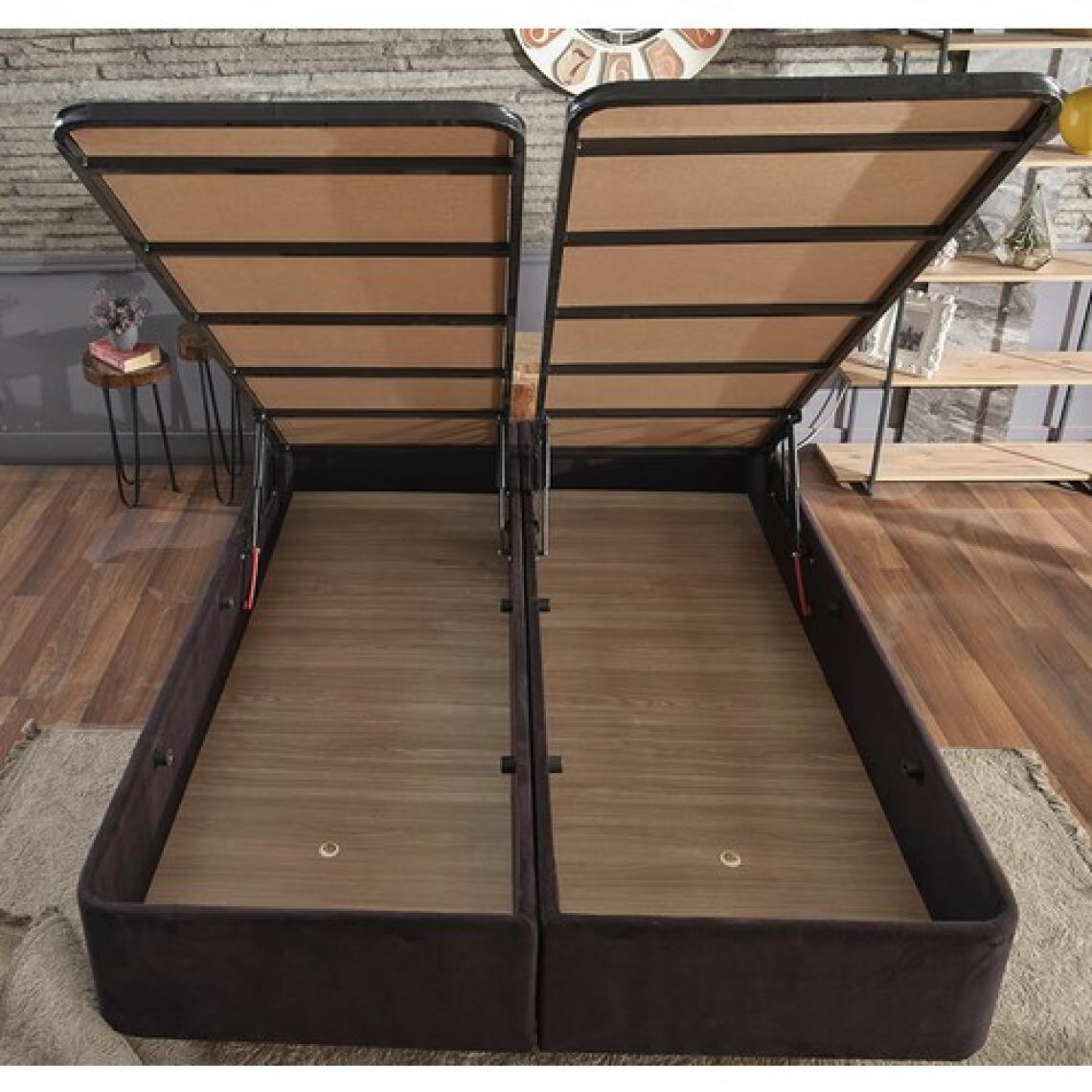 Niron Ela Baza ve Başlık Seti 160x200 cm Çift Kişilik Siyah Kumaş Baza ve Başlığı Silinebilir Soho Kumaş