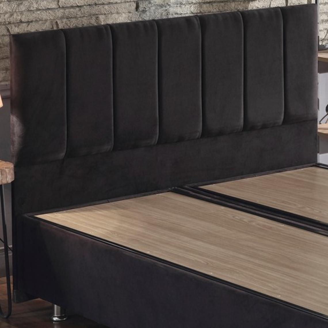 Niron Ela Baza ve Başlık Seti 160x200 cm Çift Kişilik Siyah Kumaş Baza ve Başlığı Silinebilir Soho Kumaş