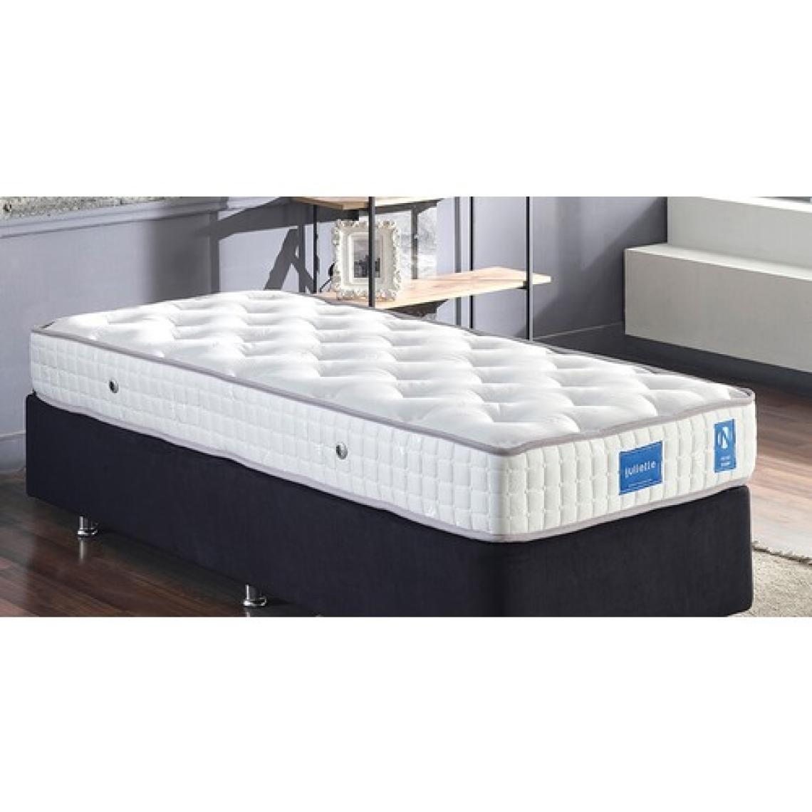 Niron Juliette 100x200 cm Tek Kişilik Lüks Yatak Seti - Siyah Kumaş Baza, Başlık ve Yatak Takımı