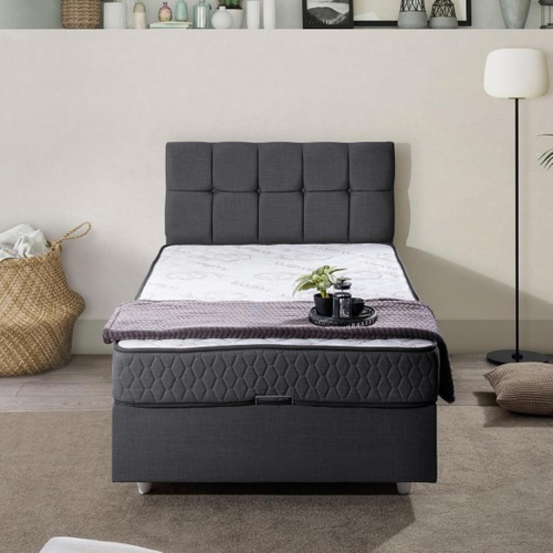 Setay Berlin Tek Kişilik Baza Başlık Comfort Yatak Seti Antrasit Gri