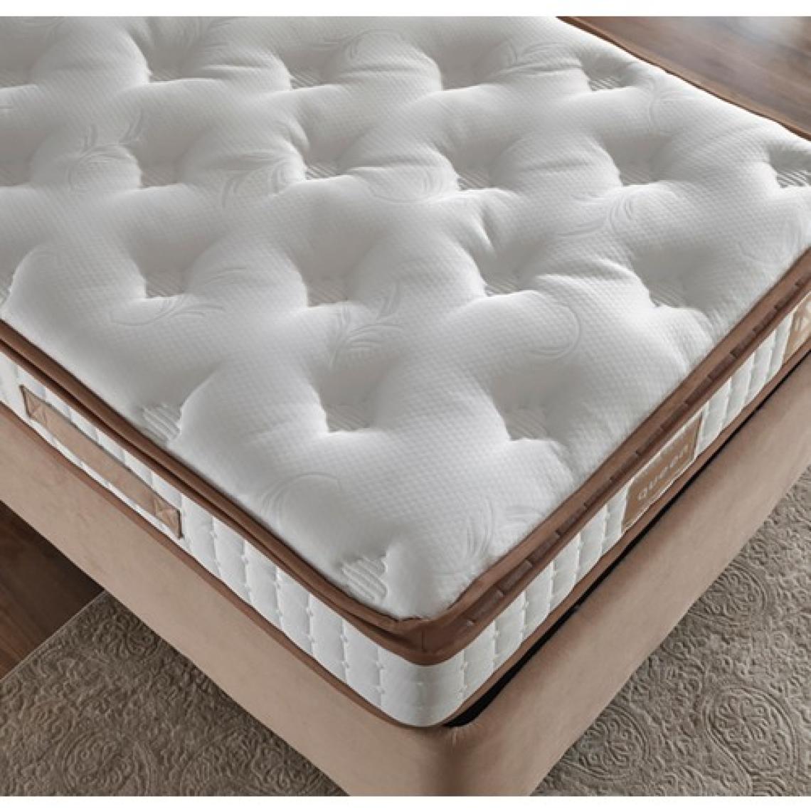 Niron Queen 100x200 cm Tek Kişilik Pedli Yatak Seti - Sütlü Kahve Kumaş Baza, Başlık ve Yatak Takımı