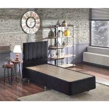Niron Piano Lite Baza ve Başlık Seti 90x190 cm Tek Kişilik Siyah Metal Profil Baza ve Başlığı Silinebilir Soho Kumaş