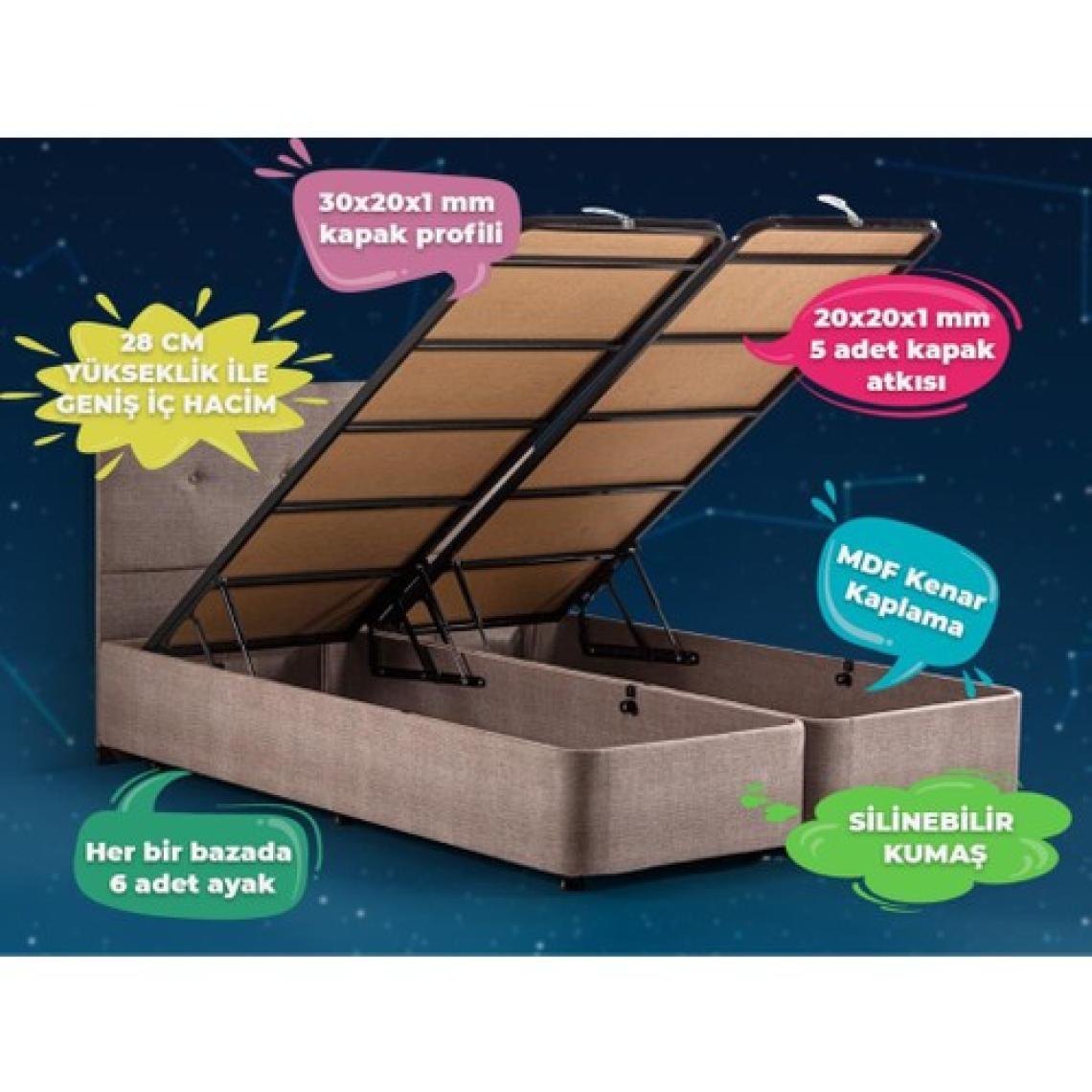 Luna Baza ve Başlık Seti - 200x200 cm Çift Kişilik Sandıklı Kumaş Baza Seti
