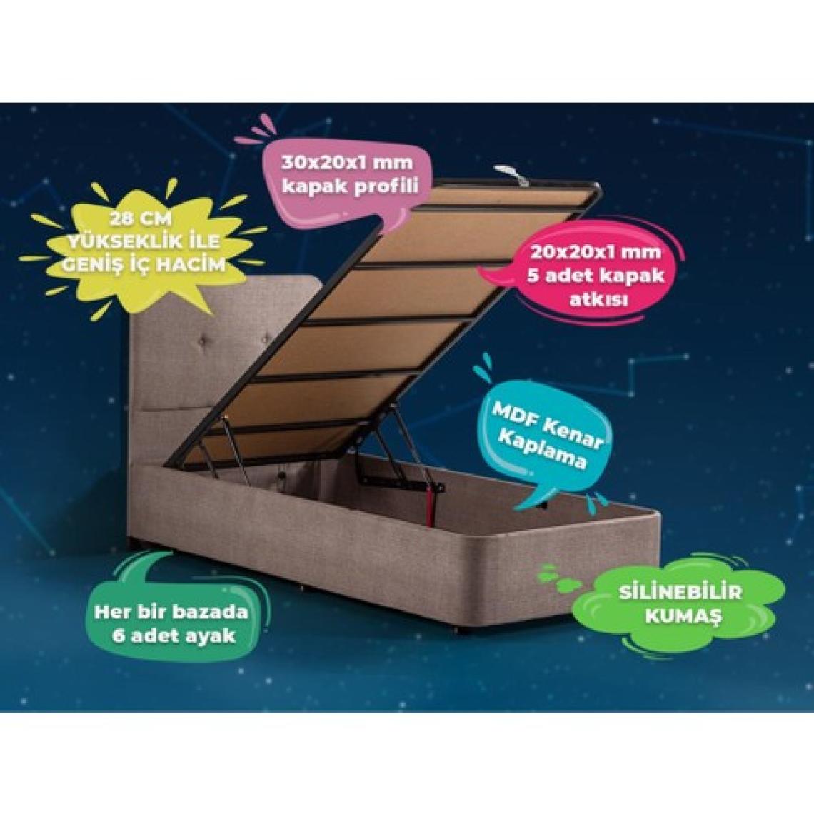 Luna Baza ve Başlık Seti - 120x200 cm Bir Buçuk Kişilik Baza Seti