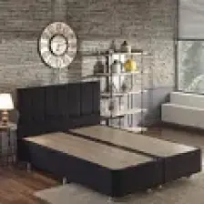 Niron Ela Baza ve Başlık Seti 200x200 cm Çift Kişilik Siyah Kumaş Baza ve Başlığı Silinebilir Soho Kumaş