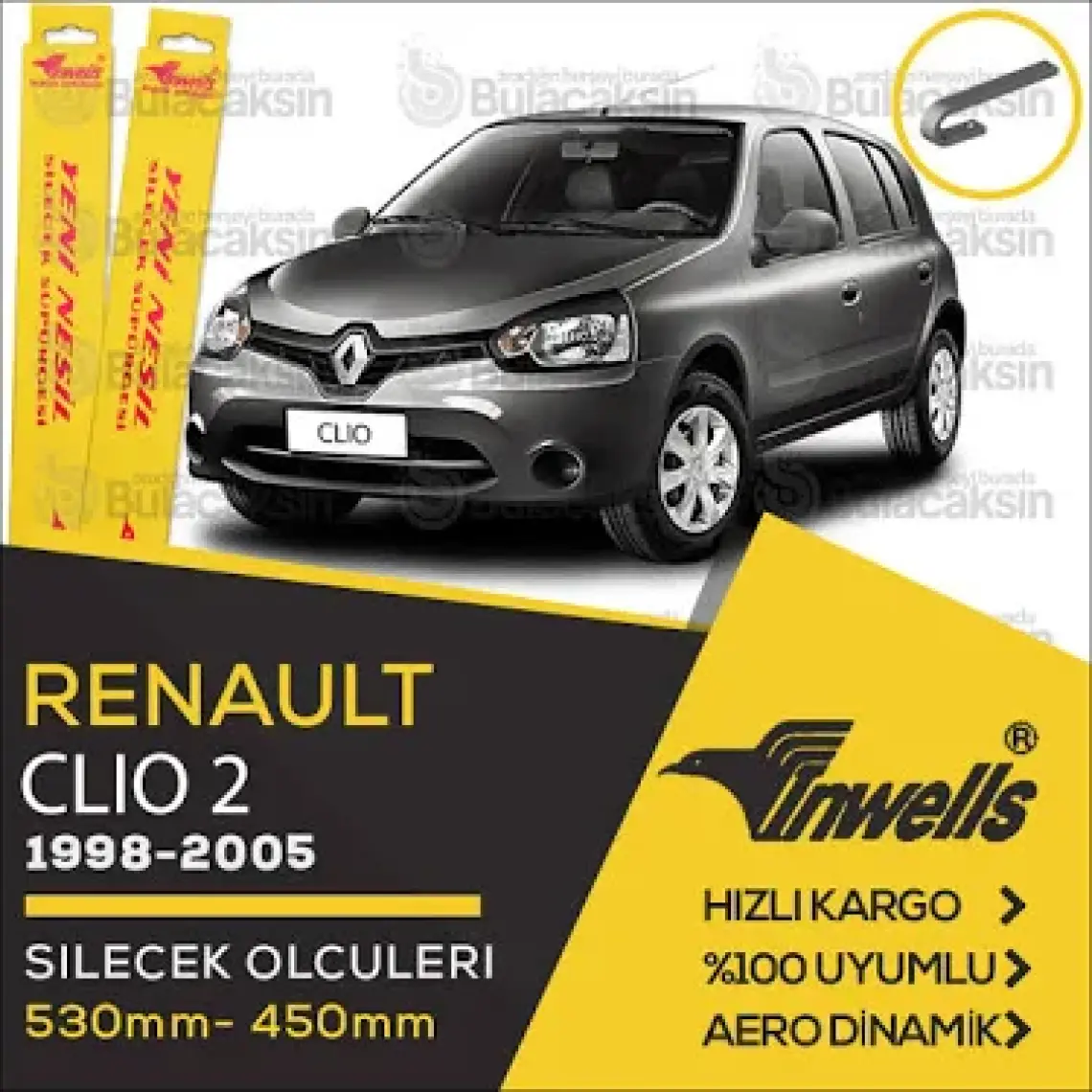 İnwells Renault Clio 2 1998-2005 Arası Ön Silecek Tk.