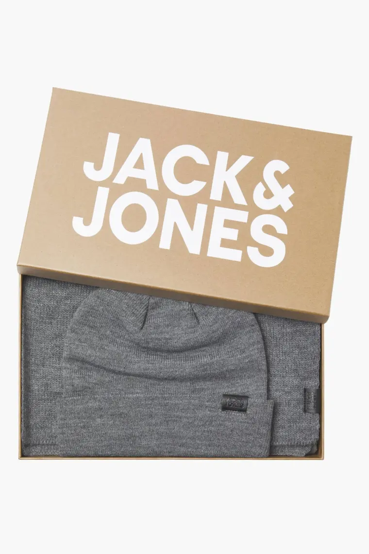 Jack & Jones Gri-Melanj Erkek Bere&atkı Seti 12163827
