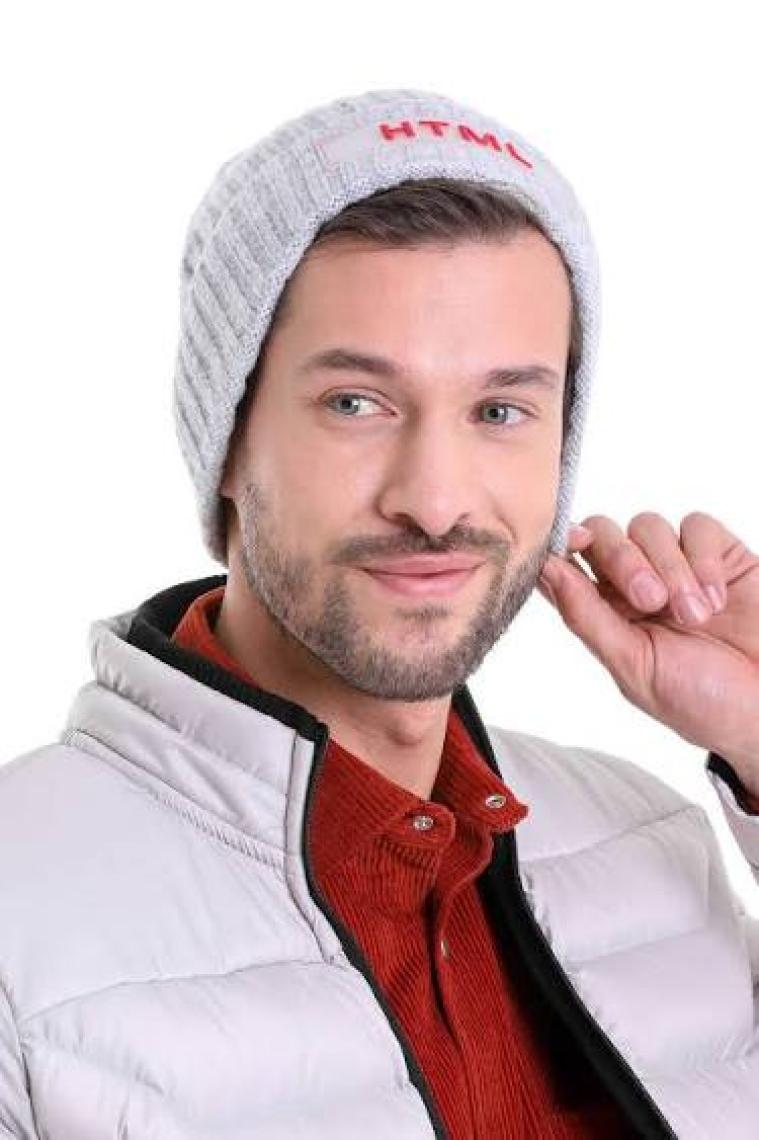 Hatemoğlu Açık Gri Pamuklu Düz Örgü Bere