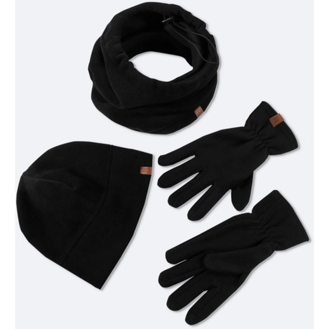 AVVA Erkek Siyah Polar Basic Boyunluk Bere ve Eldiven Seti B009250