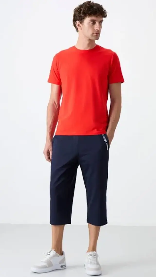 Tommy Life İndigo Ön Cep Detaylı Standart Kalıp Klasik Paça Erkek Kapri - 83092