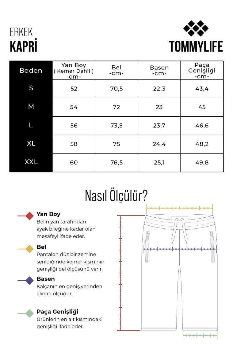 Lacivert Pamuklu Yumuşak Dokulu Standart Fit Nakışlı Erkek Kapri - 83102