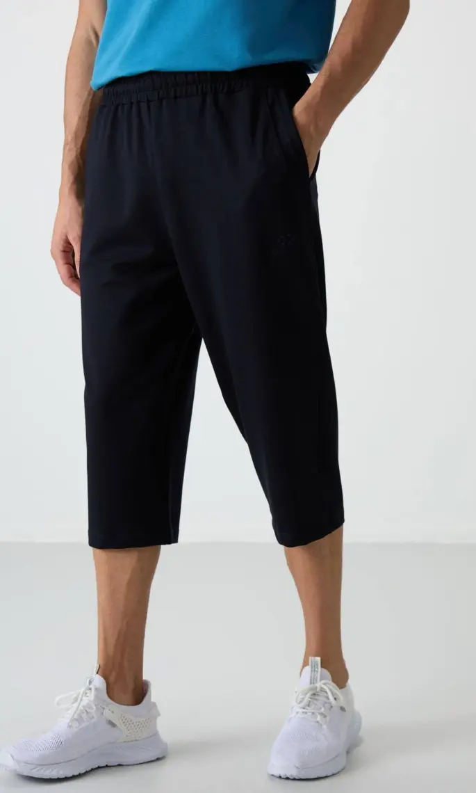 Tommy Life Lacivert Pamuklu Yumuşak Dokulu Standart Fit Nakışlı Erkek Kapri - 83102