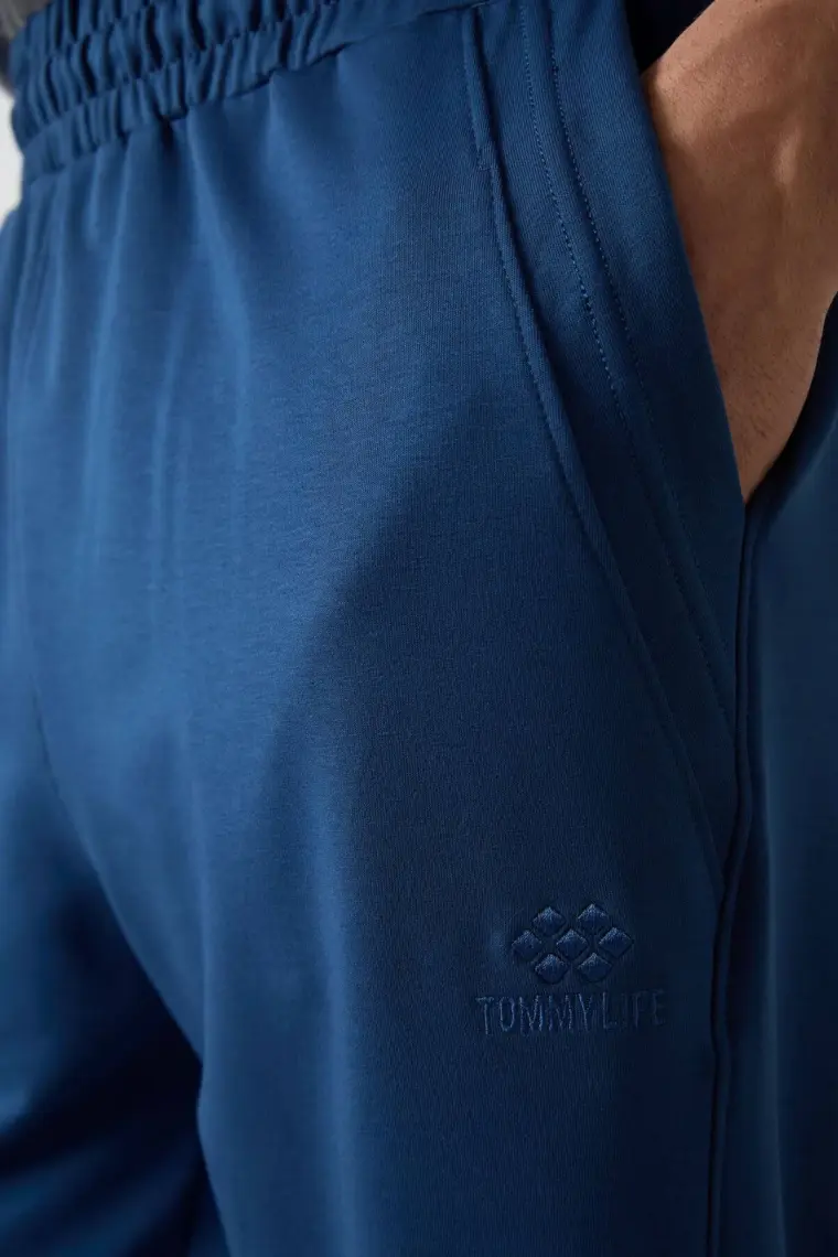 Tommy Life Lacivert Pamuklu Yumuşak Dokulu Standart Fit Nakışlı Erkek Kapri - 83102