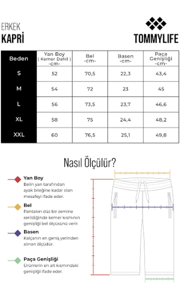 Lacivert Pamuklu Yumuşak Dokulu Standart Fit Nakışlı Erkek Kapri - 83102