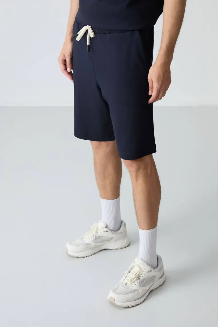 Air Jones Gri Melanj Pamuklu Kalın Yumuşak Dokulu Oversize Fit Basic Erkek Şort Takım - 85257