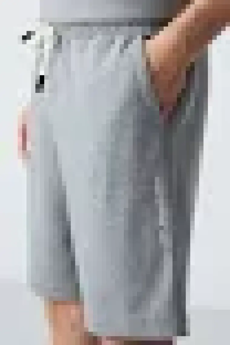 Air Jones Gri Melanj Pamuklu Kalın Yumuşak Dokulu Oversize Fit Basic Erkek Şort Takım - 85257