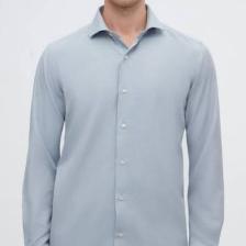 Slim Fit Açık Mavi Italyan Yaka Armürlü Uzun Kollu Kolay Ütülenebilir Nefes Alan Dört Mevsi 2HF02ORT3185