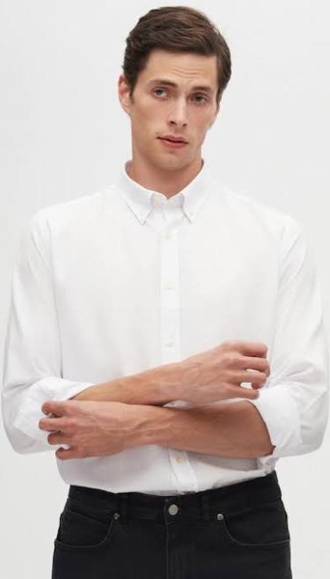 Slim Fit Beyaz Armürlü Düğmeli Yaka Pamuklu Gömlek 5HC02ORT07265