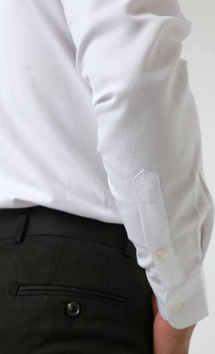 Slim Fit Beyaz Armürlü Düğmeli Yaka Pamuklu Gömlek 5HC02ORT07265