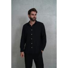 Bohemai Wesley Erkek Oversize Krinkıl Siyah Gömlek
