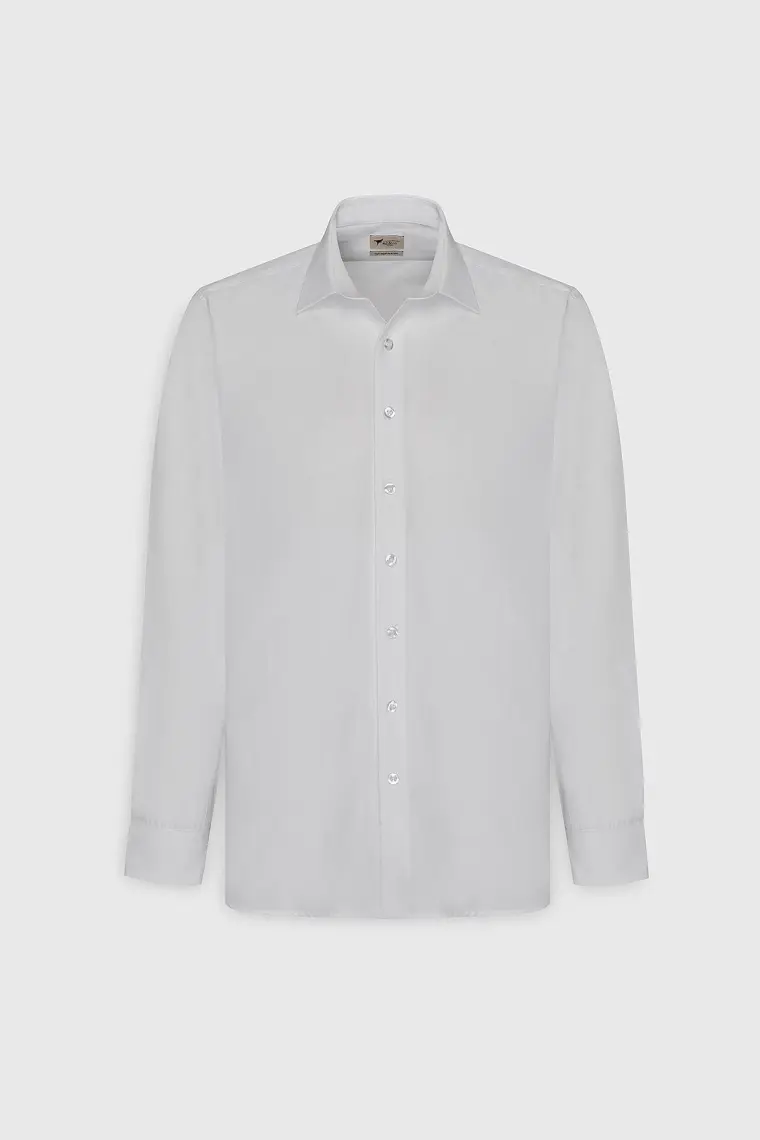 AC&Co / Altınyıldız Classics Erkek Beyaz Ütülemesi Kolay Slim Fit Dar Kesim Klasik Yaka Pamuklu Gömlek