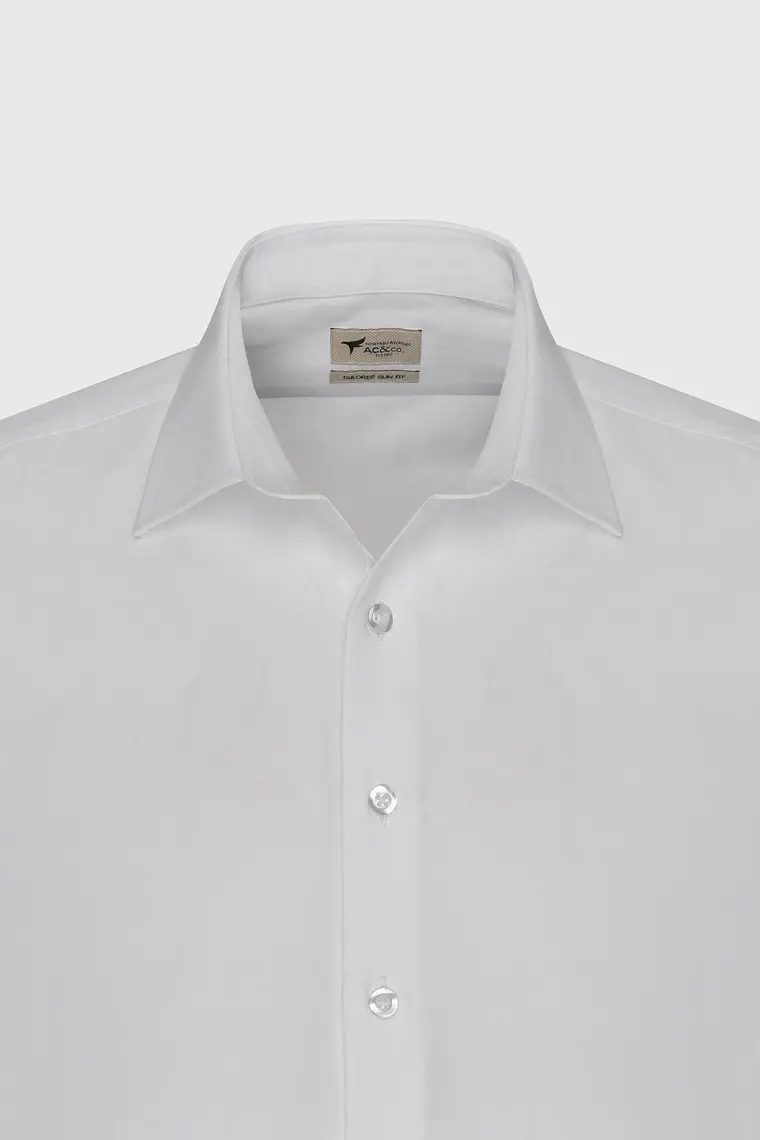 AC&Co / Altınyıldız Classics Erkek Beyaz Ütülemesi Kolay Slim Fit Dar Kesim Klasik Yaka Pamuklu Gömlek