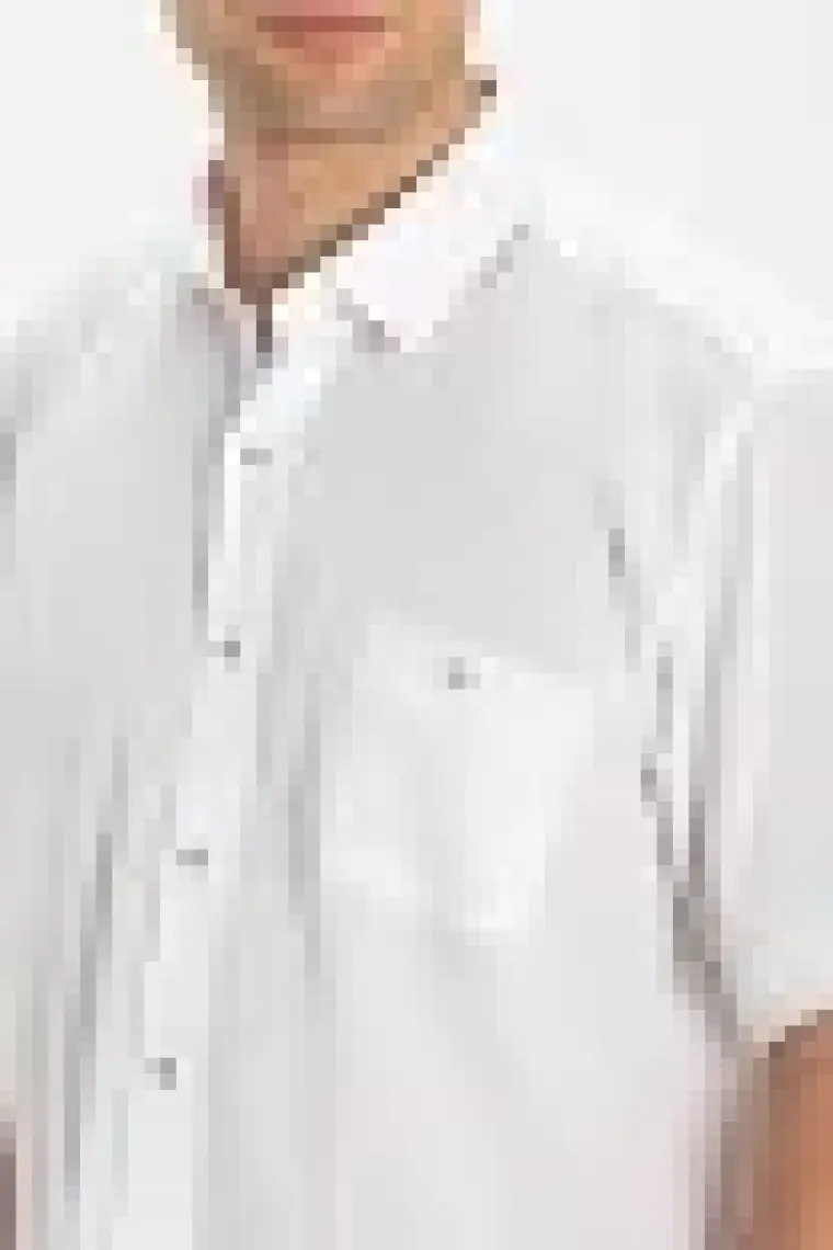 Eliş Şile Bezi Kısa Kol Şile Bezi Tek Cepli Erkek Gömlek Beyaz