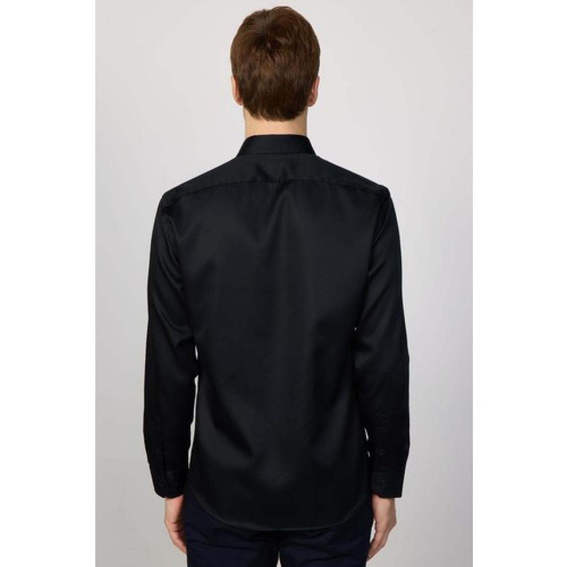 Tudors Slim Fit Non Iron Siyah Erkek Gömlek