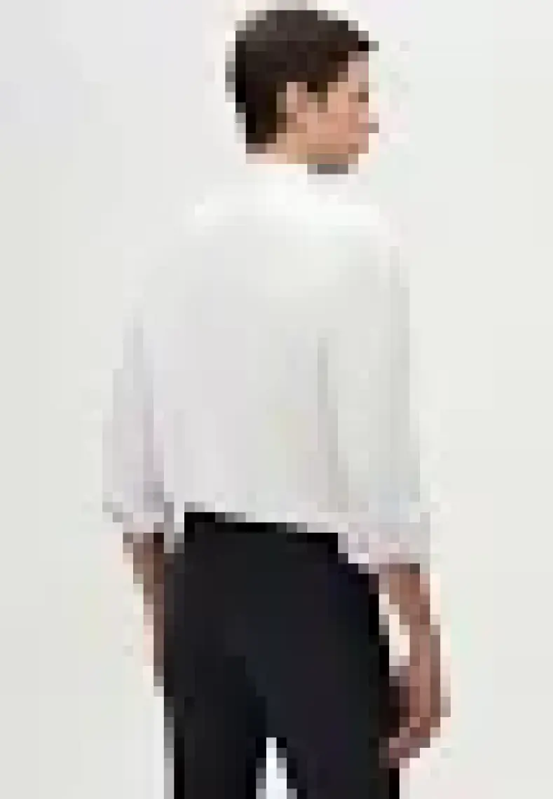Slim Fit Beyaz Armürlü Düğmeli Yaka Pamuklu Gömlek 5HC02ORT07265