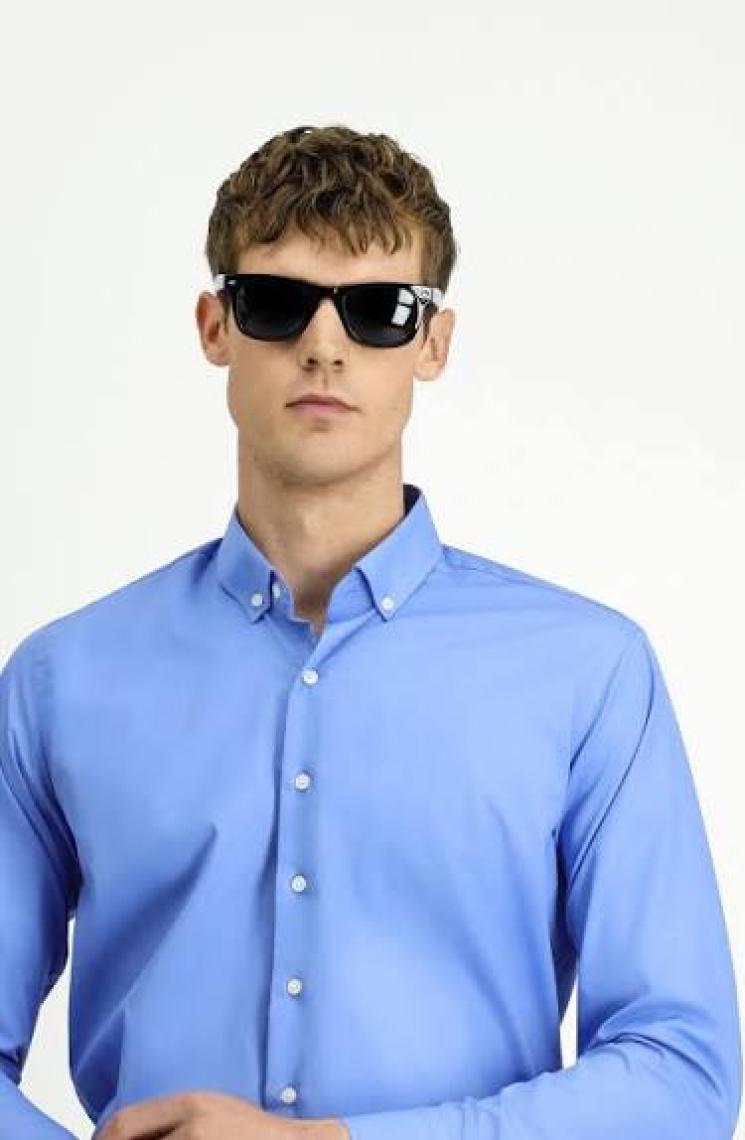Uzun Kol Slim Fit Dar Kesim Non Iron Ütü Gerektirmeyen Pamuklu Gömlek