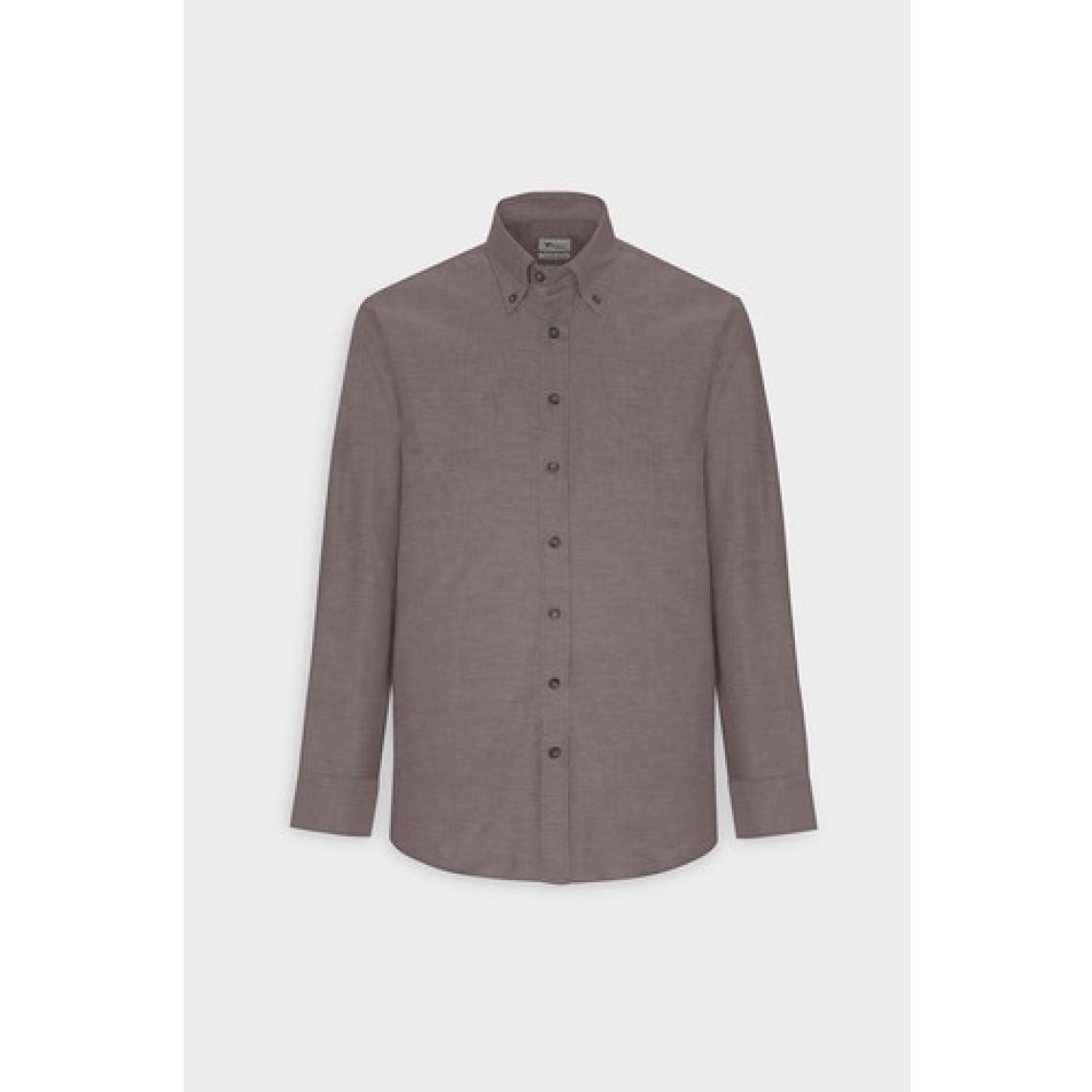 Altınyıldız Classics Erkek Kahverengi Düğmeli Yaka Kolay Ütülenebilir Pamuklu Slim Fit Dar Kesim Oxford Gömlek
