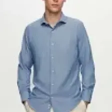 D'S Damat Slim Fit Koyu Mavi İtalyan Yaka Gömlek 2HF02ORT5185