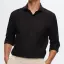 Slim Fit Siyah Italyan Yaka Armürlü Uzun Kollu Kolay Ütülenebilir Nefes Alan Dört Mevsim Gö 2HF02ORT3185
