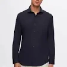 Slim Fit Lacivert Italyan Yaka Armürlü Uzun Kollu Kolay Ütülenebilir Nefes Alan Dört Mevsim 2HF02ORT3185