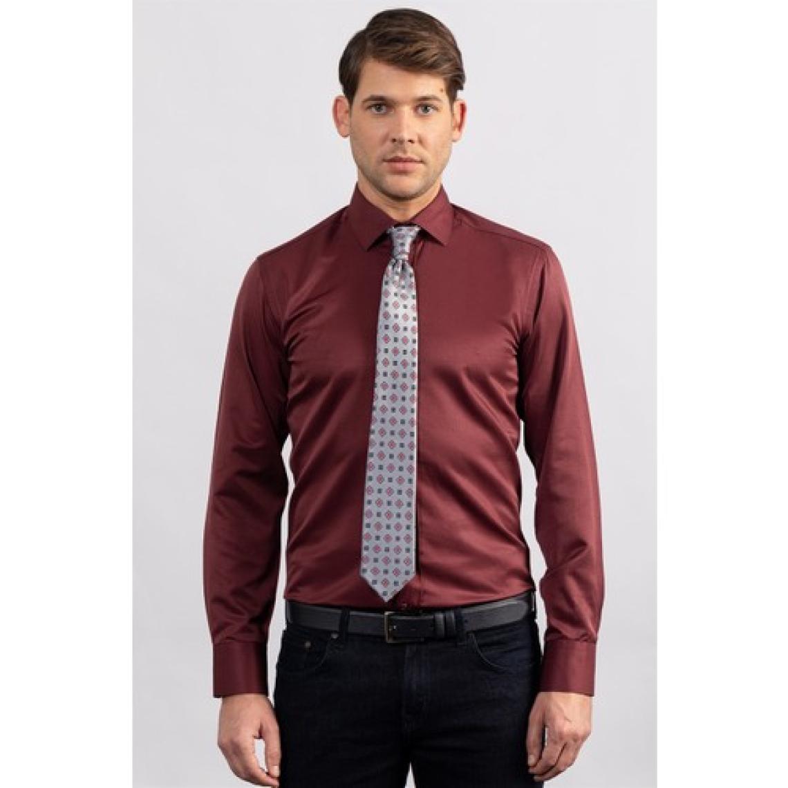 Tudors Modern Slim Fit Düz Saten Erkek Gömlek