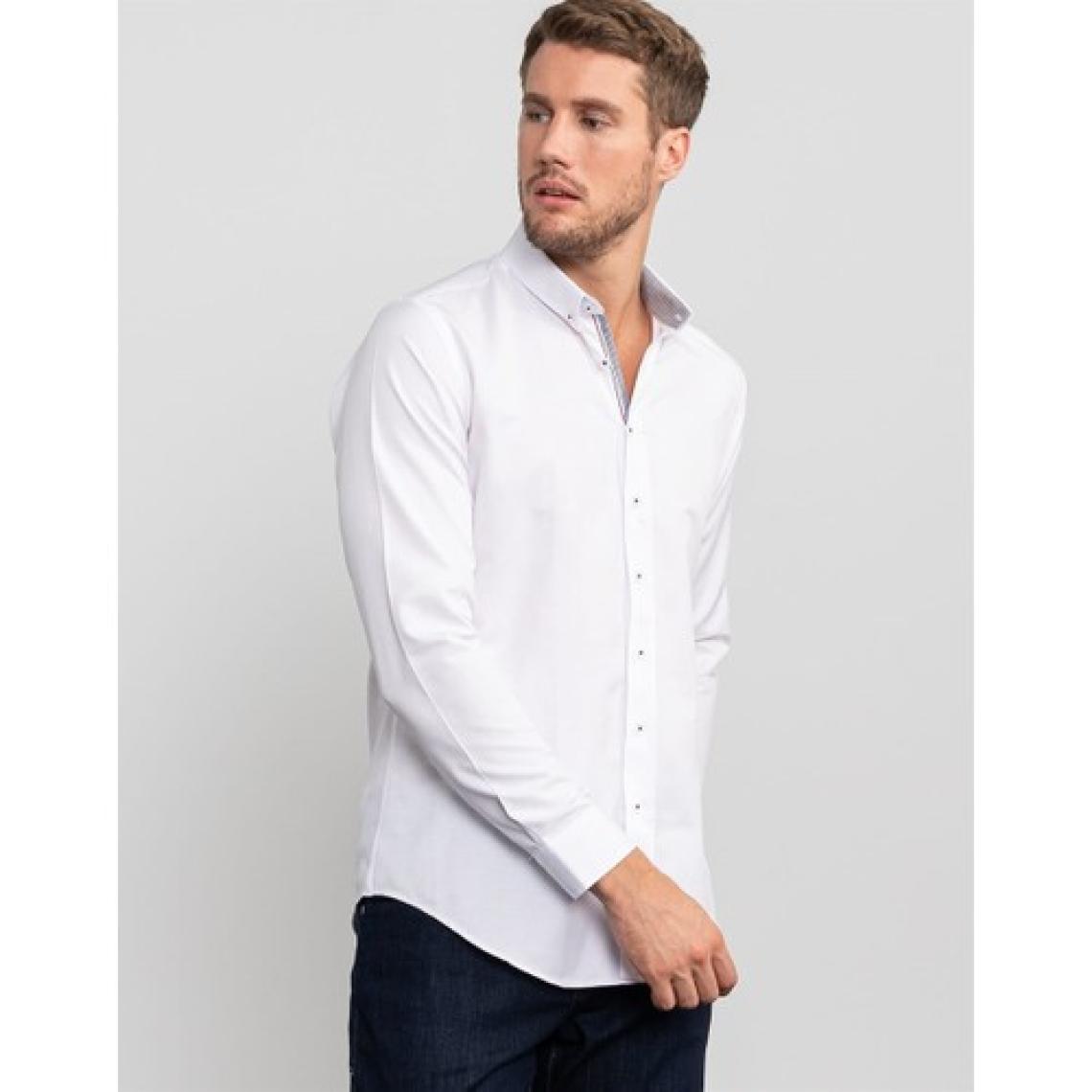 Tudors Slim Fit Düz Beyaz Erkek Gömlek