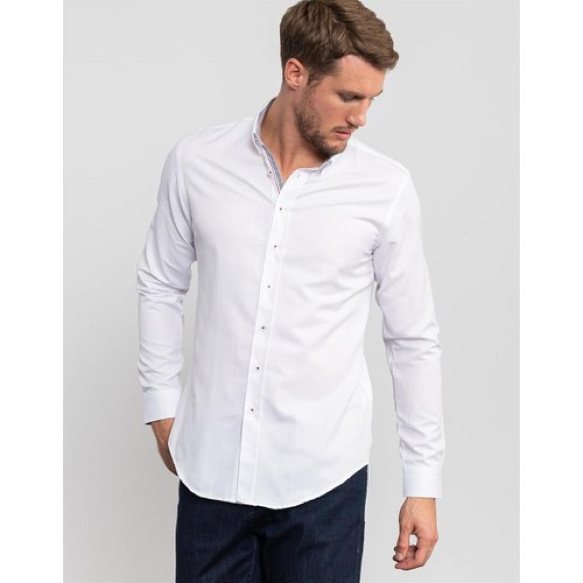 Tudors Slim Fit Düz Beyaz Erkek Gömlek