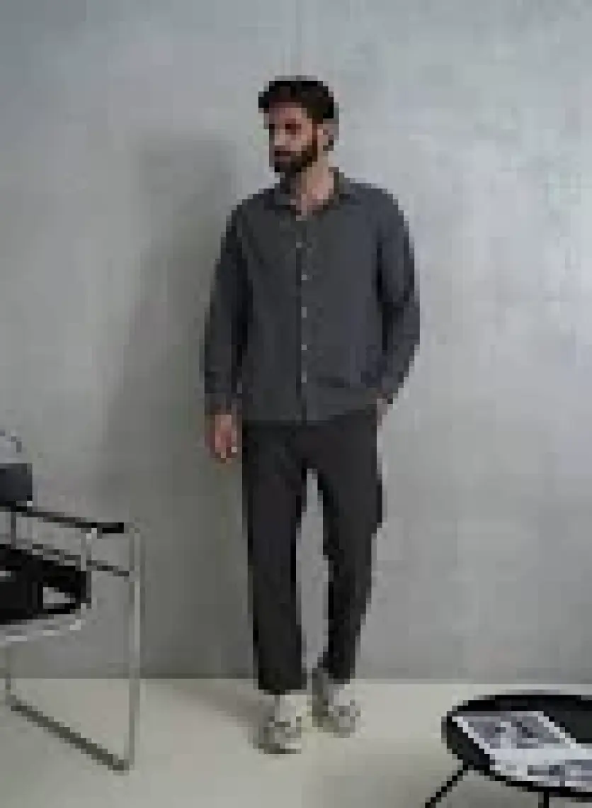 Bohemai Wesley Erkek Oversize Krinkıl Antrasit Gömlek