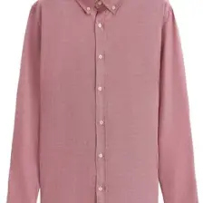 Slim Fit Bordo Armürlü Düğmeli Yaka Pamuklu Gömlek 5HC02ORT07265