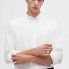 Slim Fit Beyaz Armürlü Düğmeli Yaka Pamuklu Gömlek 5HC02ORT07265
